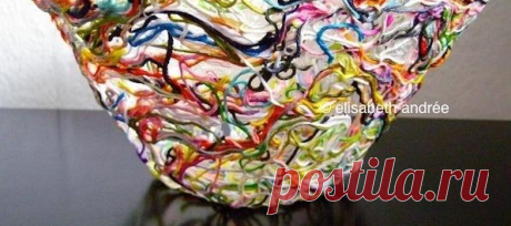 ОРИГИНАЛЬНАЯ ВАЗА ИЗ ОСТАТКОВ ПРЯЖИ