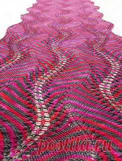 Shetland Ruffles pattern by Kieran Foley Shetland Ruffles is a two color feather and fan stripe with sinuous curves.