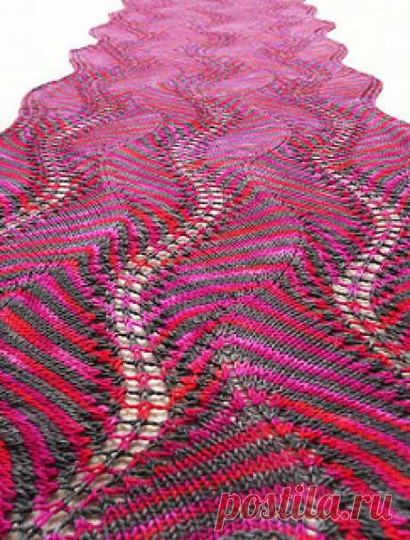 Shetland Ruffles pattern by Kieran Foley Shetland Ruffles is a two color feather and fan stripe with sinuous curves.