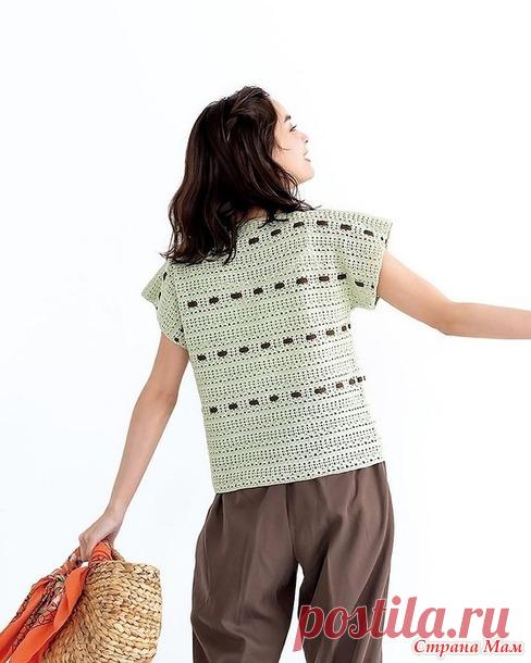 Летняя кофточка фисташкового цвета. - Все в ажуре... (вязание крючком) - Страна Мам