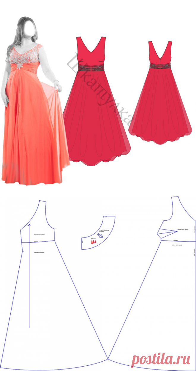 Выкройка вечернего платья WD120515 | Шкатулка