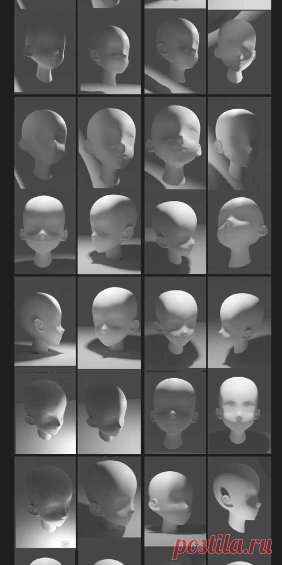 3D болванка. Лицо. Свет. Тень.
