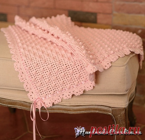 Детский плед крючком узором шишечки - Handmade-Paradise