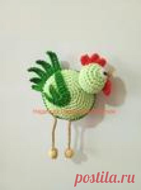 Вяжем петушка (магнит на холодильник).