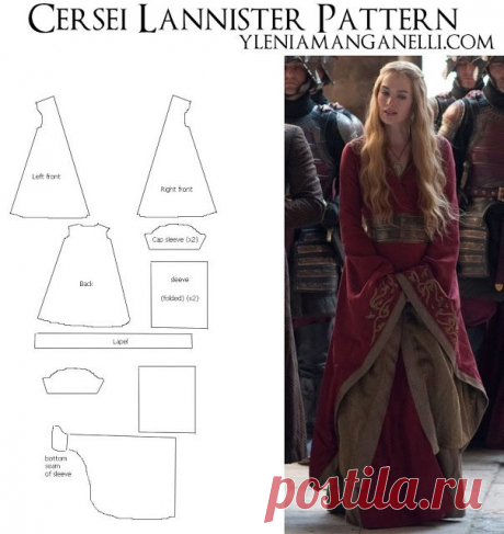 Принцесса и дракон - Иления Manganelli: Cersei Lannister платье - Костюм Учебник и шаблон # 3