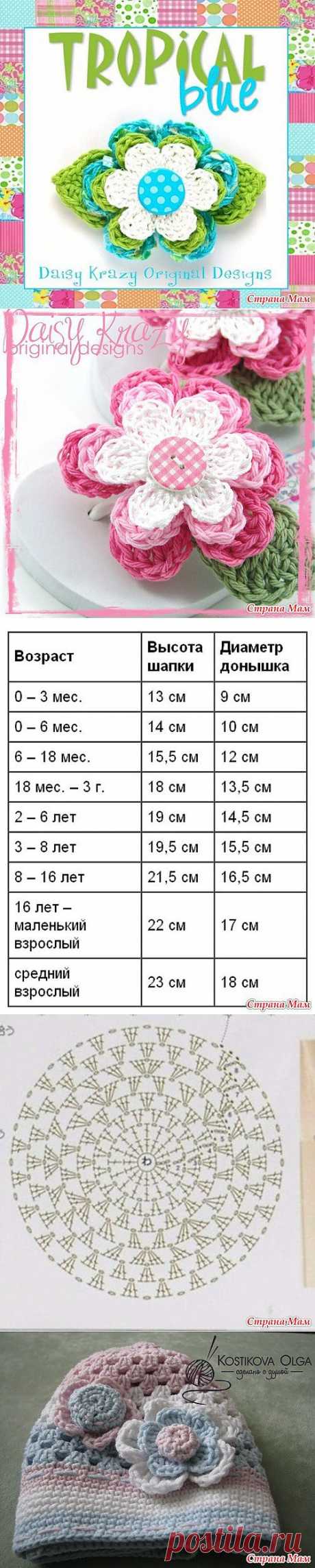 Для юных модниц : шапочка от Daisy Krazy крючком. Мастер-класс + схемы.