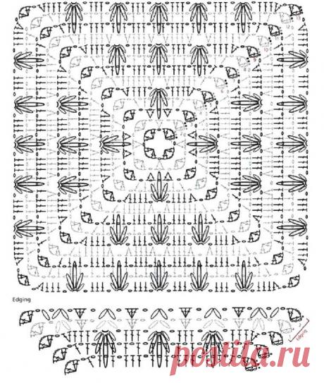 Узор для пледа от центра - схема мотива крючком