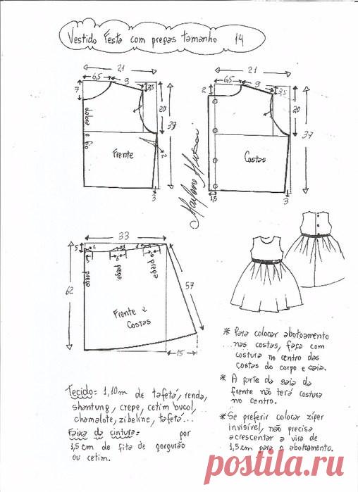 Выкройка платья для девочки возраст от 1 года до 14 лет (Шитье и крой) – Журнал Вдохновение Рукодельницы