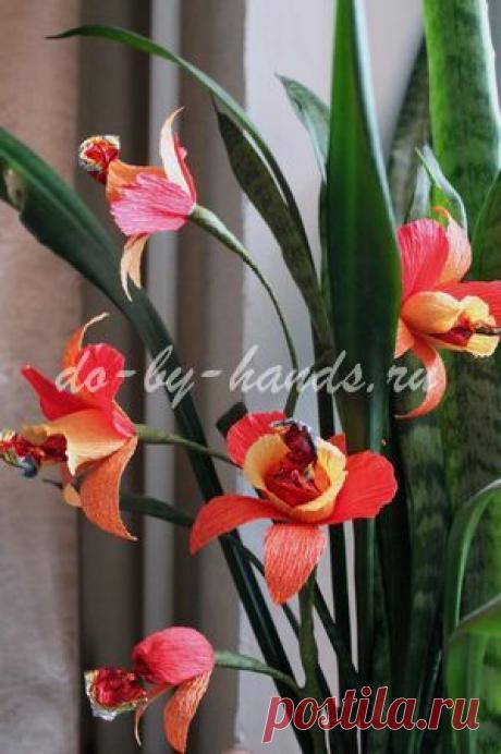 Орхидеи из конфет и гофрированной бумаги мастер-класс