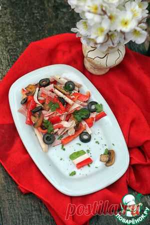 Легкий салат с грибами и крабовыми палочками - кулинарный рецепт