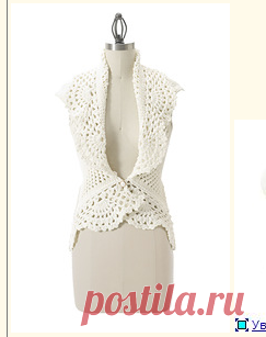 Белая жилетка - ажурная отделка