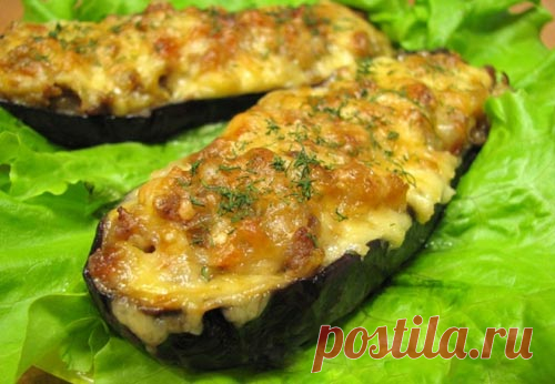 Баклажаны в духовке с фаршем.