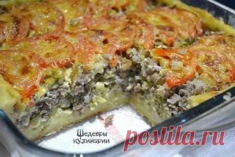 Мясной пирог из картофельного теста..
