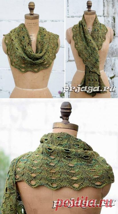 Ажурный платок спицами