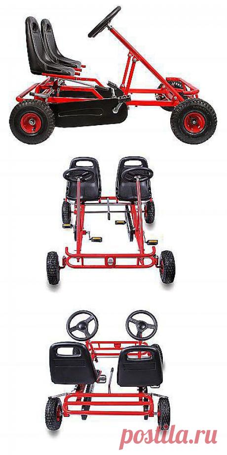 Удобный вариант для парного катания!
Smart Dual оснащен сразу двумя сидениями, и с легкостью выдерживает пассажиров от пяти лет и подростков. Он оптимально подходит как для одиночного катания, так и для парного. Крепкий надежный каркас из стальной трубы справится даже с повышенными нагрузками. Удобный руль и управление обеспечивают самую непревзойденную маневренность. Каждый из маленьких «водителей» веломобиля имеет в своем распоряжении ручной тормоз.