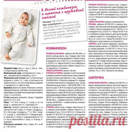 Белый комбинезон и шапочка с кружевной каймой для младенца