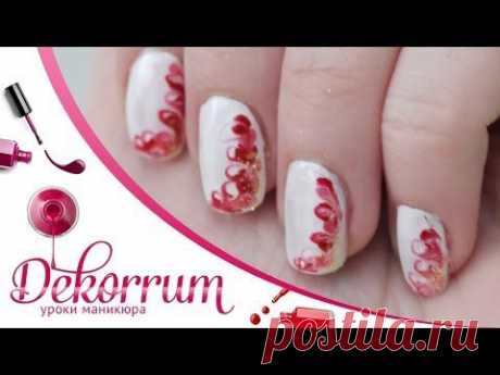 Маникюр &quot;Красный фарфор&quot; / Red porcelain nail art tutorial - YouTube