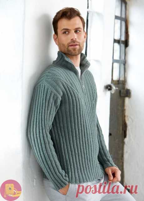 Мужской пуловер спицами