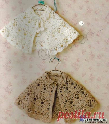 Крючком. Детская накидка с капюшоном