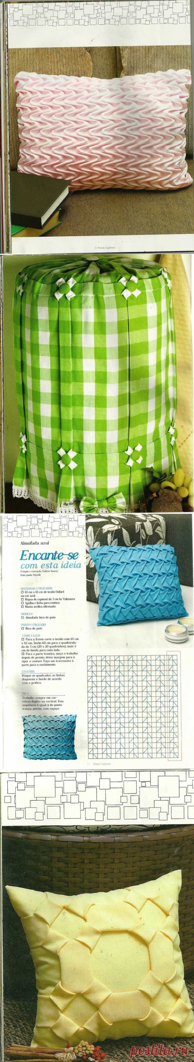 Подушки с буфами и схемы. Pillows poufs DIY tutorial ~ HandMadiya.com