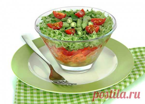 Постный салат из овощей и стручковой фасоли | Вкусные Рецепты