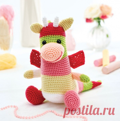 Вязаная игрушка дракон Декстер крючком