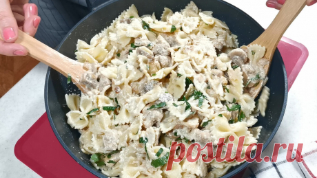 Грибы в сливочном соусе. Рецепт с макаронами (можно делать с любыми гарнирами) | Розовый баклажан | Яндекс Дзен
