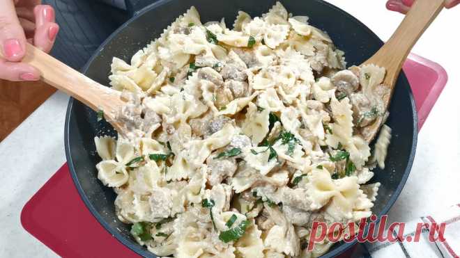 Грибы в сливочном соусе. Рецепт с макаронами (можно делать с любыми гарнирами) | Розовый баклажан | Яндекс Дзен
