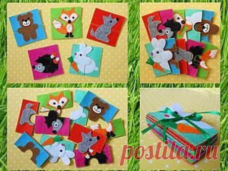 Шьем пазлы "Животные леса" из фетра для малышей - Ярмарка Мастеров - ручная работа, handmade