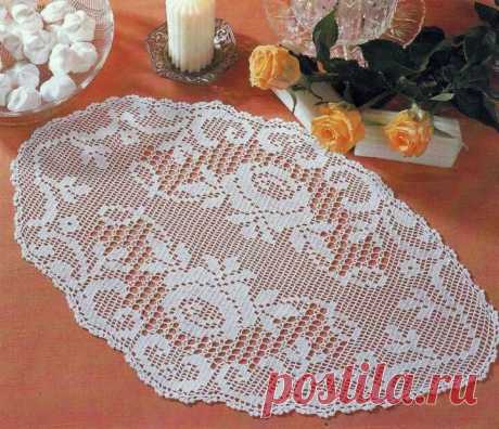 Филейные салфетки крючком - схемы (28 вариантов)