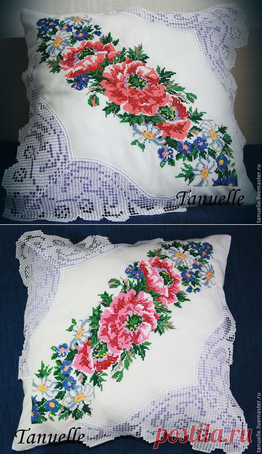 Купить Подушка диванная "Летний букет" - подушка диванная, диванная подушка, декоративная подушка