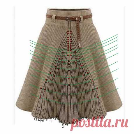 Моделирование вязаной юбки четырехклинки