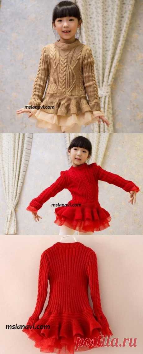 Детское вязаное платье спицами | Вяжем с Лана Ви