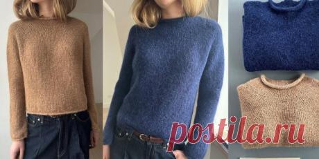 Plain Yoke Pullover — базовый пуловер спицами с круглой кокеткой - Хитсовет