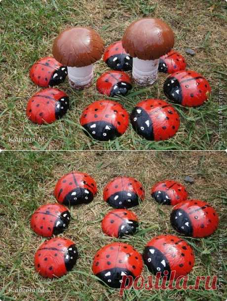 Для садового участка грибки и божьи коровки | Страна Мастеров