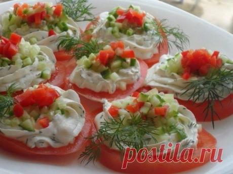 Идеальная закуска — Помидоры с творогом и чесноком! .