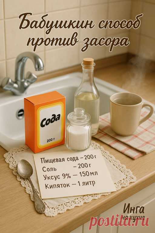 Со временем в сливе скапливается грязь, жир, волосы — и вода начинает... | Интересный контент в группе Инга на кухне
