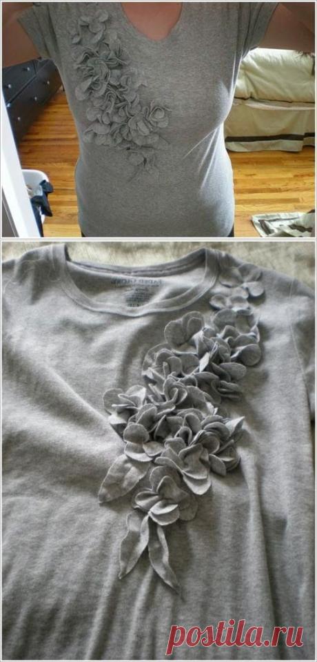 Украшаем трикотажную блузку своими руками. Decorate knitted blouse ~ HandMadiya.com