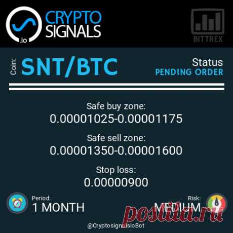 SNT/BTC
Подробнее https://cryptosignals.io/ и https://t.me/CryptoSignalsIoBot и https://t.me/CryptosignalsioRU