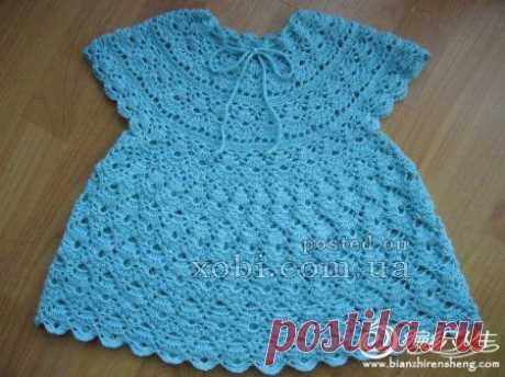 ажурное платье для девочки с круглой кокеткой
