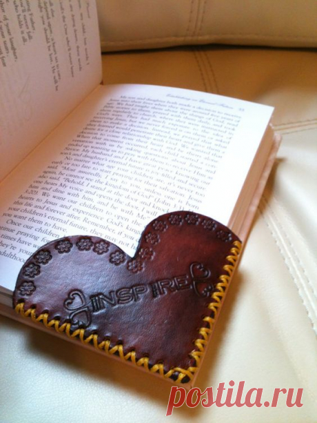Leather Corner Bookmark - Heart Shape - Custom