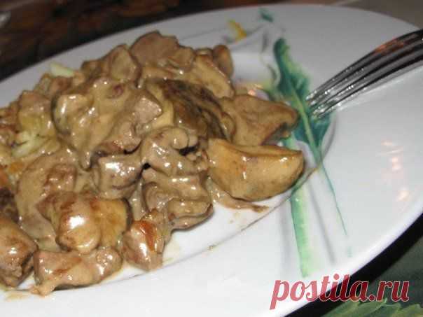 Печёночка в сырном соусе.