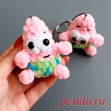 PDF Патрик крючком. FREE crochet pattern; Аmigurumi toy patterns. Амигуруми схемы и описания на русском. Вязаные игрушки и поделки своими руками #amimore - маленький Патрик из плюшевой пряжи, плюшевая морская звезда из мультфильма Губка Боб Квадратные Штаны, Спанч Боб Сквэр Пэнтс, SpongeBob SquarePants.