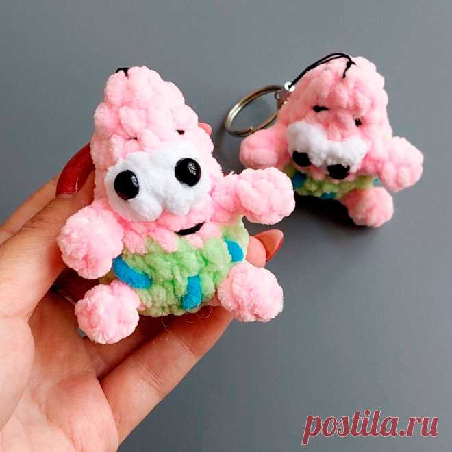 PDF Патрик крючком. FREE crochet pattern; Аmigurumi toy patterns. Амигуруми схемы и описания на русском. Вязаные игрушки и поделки своими руками #amimore - маленький Патрик из плюшевой пряжи, плюшевая морская звезда из мультфильма Губка Боб Квадратные Штаны, Спанч Боб Сквэр Пэнтс, SpongeBob SquarePants.