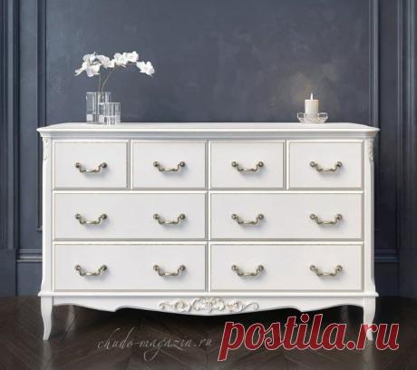 Комод широкий из массива дерева цвета слоновая кость с 8 выдвижными ящиками купить по цене 78 000 руб. в Москве — интернет магазин chudo-magazin.ru