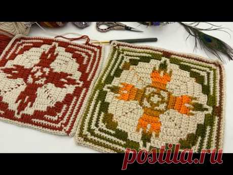 Новый дизайн❣️Просто и стильно! Изготовление мозаичного мотива крючком #crochet #diy #mosaic #motif