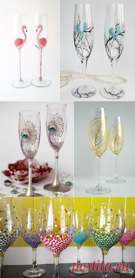 Роспись бокалов своими руками для начинающих и опытных декораторов