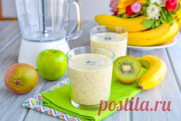 Смузи яблоко киви банан в блендере: пошаговый рецепт с фото - 1000.menu