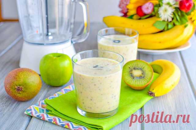 Смузи яблоко киви банан в блендере: пошаговый рецепт с фото - 1000.menu