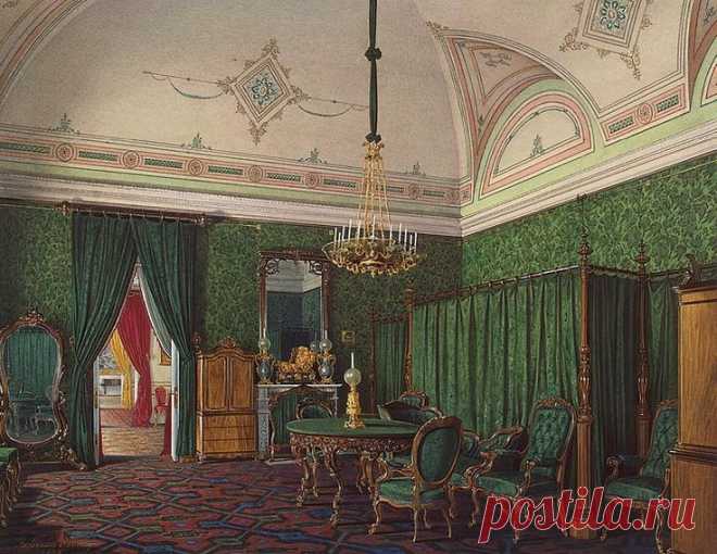 Interiors of the Winter Palace. The Third Reserved Apartment. A Bedroom - Edward Petrovich Hau - Drawings, Prints and Painting from Hermitage Museum | brunhild110 приколол(а) это к доске Interior painting